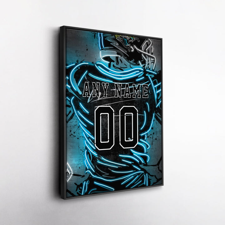 Jacksonville Jaguars Custom Jersey Canvas | Neon Wall Art - CanvasNeon