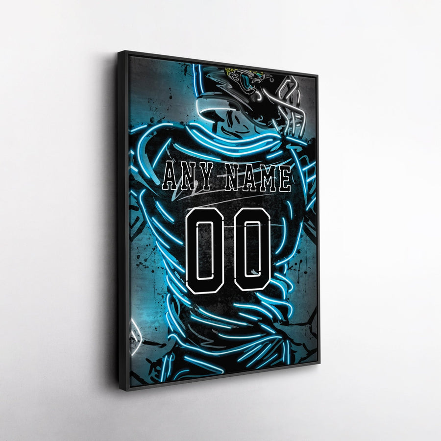 Jacksonville Jaguars Custom Jersey Canvas | Neon Wall Art - CanvasNeon