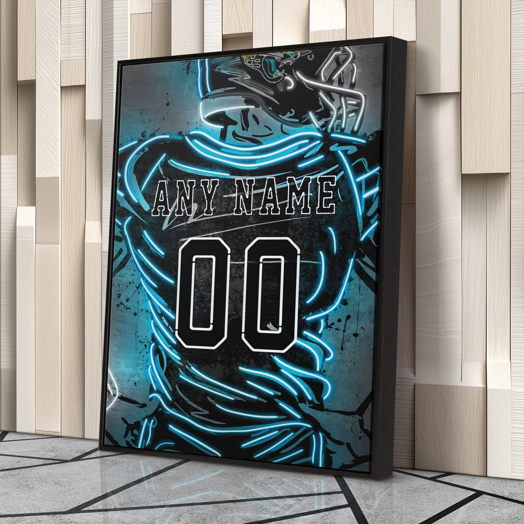 Jacksonville Jaguars Custom Jersey Canvas | Neon Wall Art - CanvasNeon