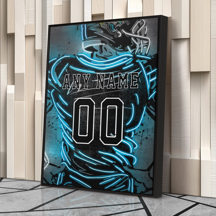 Jacksonville Jaguars Custom Jersey Canvas | Neon Wall Art - CanvasNeon