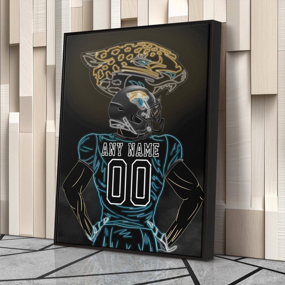Jacksonville Jaguars Personalized Jersey Canvas | Neon Wall Art - CanvasNeon