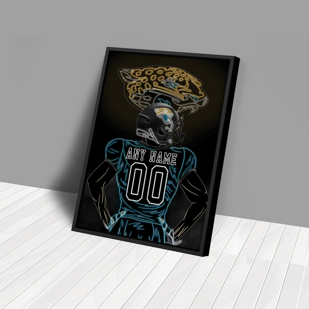 Jacksonville Jaguars Personalized Jersey Canvas | Neon Wall Art - CanvasNeon