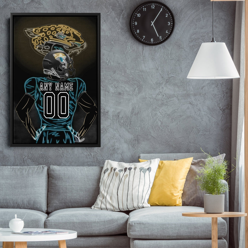 Jacksonville Jaguars Personalized Jersey Canvas | Neon Wall Art - CanvasNeon