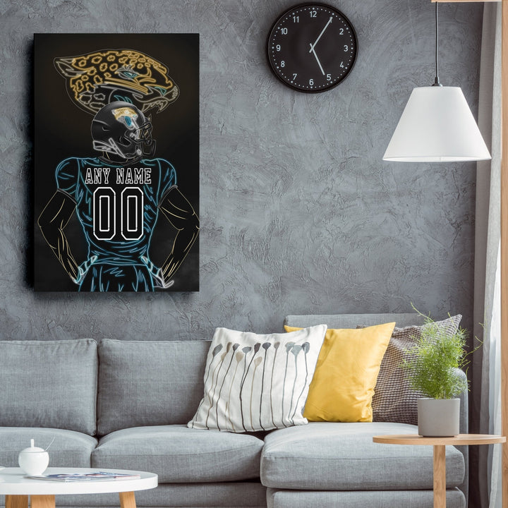 Jacksonville Jaguars Personalized Jersey Canvas | Neon Wall Art - CanvasNeon