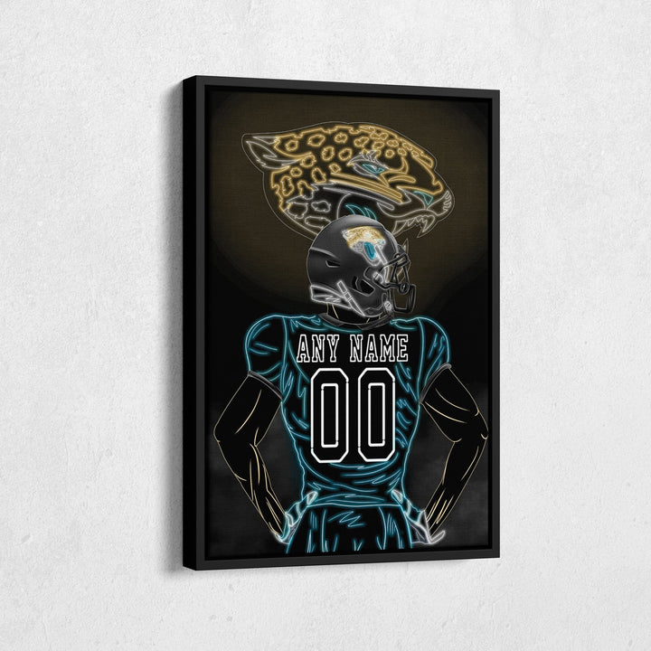 Jacksonville Jaguars Personalized Jersey Canvas | Neon Wall Art - CanvasNeon