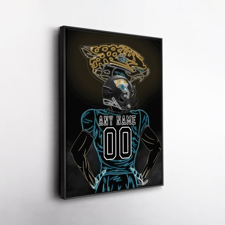 Jacksonville Jaguars Personalized Jersey Canvas | Neon Wall Art - CanvasNeon