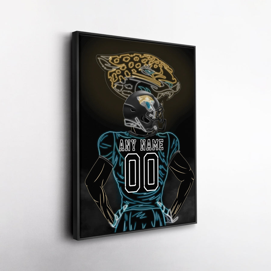 Jacksonville Jaguars Personalized Jersey Canvas | Neon Wall Art - CanvasNeon