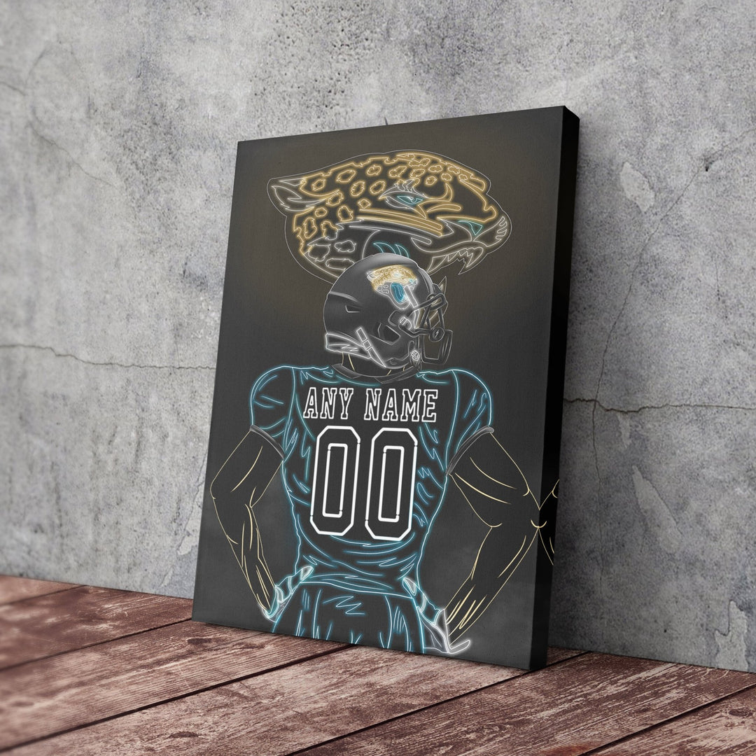 Jacksonville Jaguars Personalized Jersey Canvas | Neon Wall Art - CanvasNeon