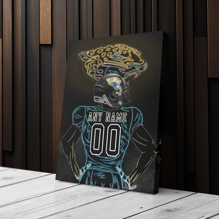 Jacksonville Jaguars Personalized Jersey Canvas | Neon Wall Art - CanvasNeon