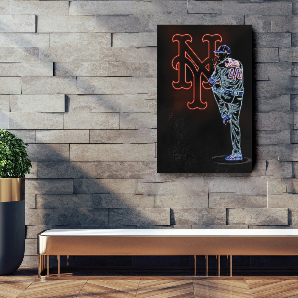 Jacob deGrom Neon Canvas Art | Mets Wall Decor - CanvasNeon