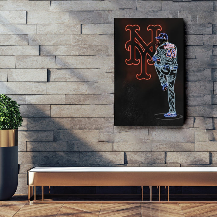 Jacob deGrom Neon Canvas Art | Mets Wall Decor - CanvasNeon