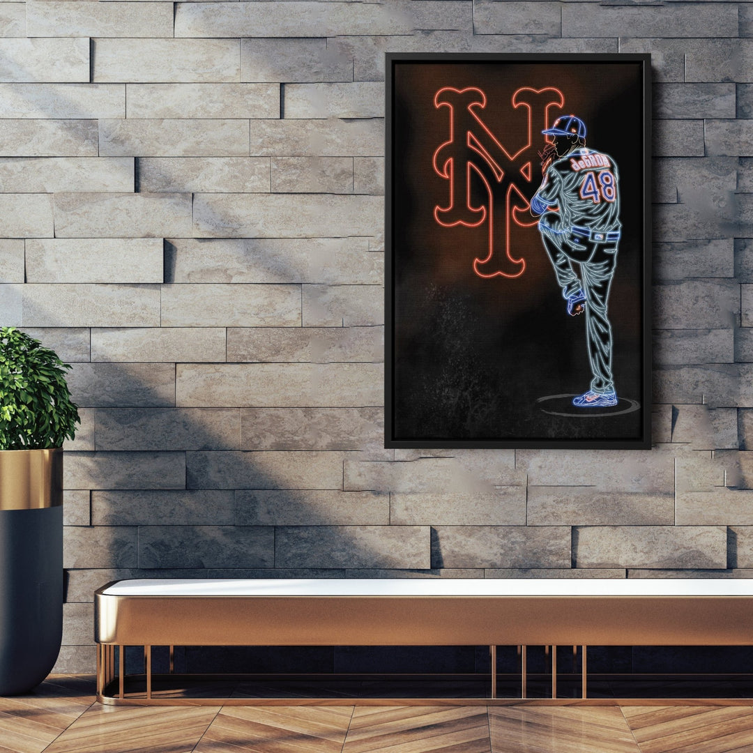 Jacob deGrom Neon Canvas Art | Mets Wall Decor - CanvasNeon