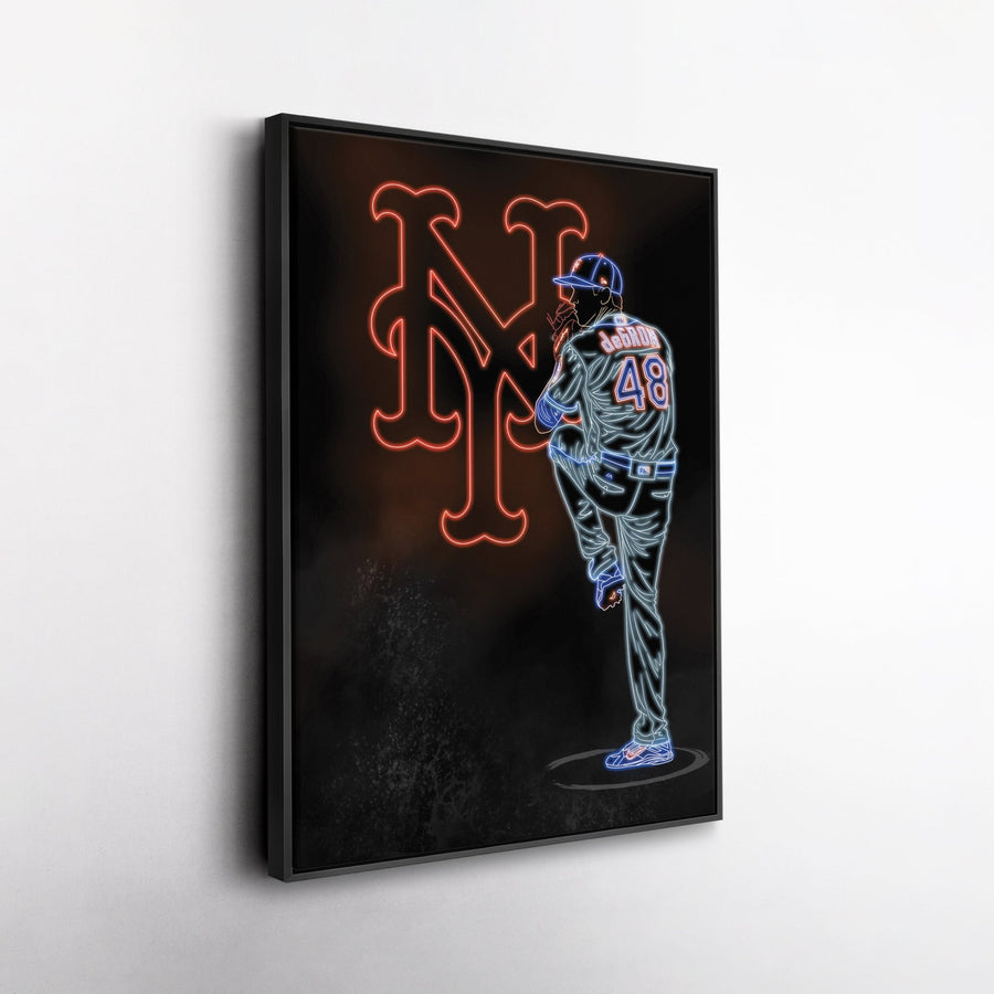Jacob deGrom Neon Canvas Art | Mets Wall Decor - CanvasNeon