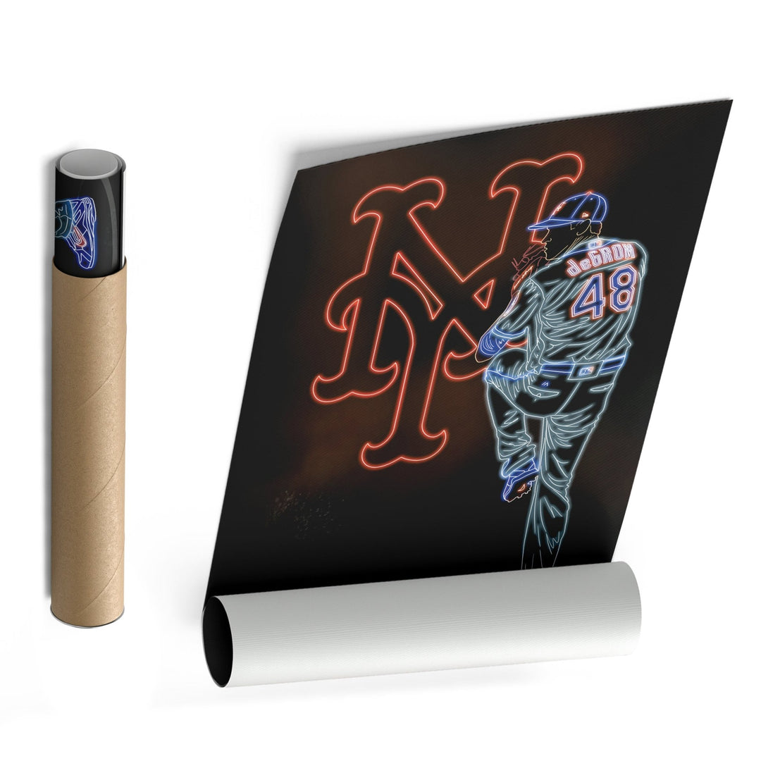Jacob deGrom Neon Canvas Art | Mets Wall Decor - CanvasNeon