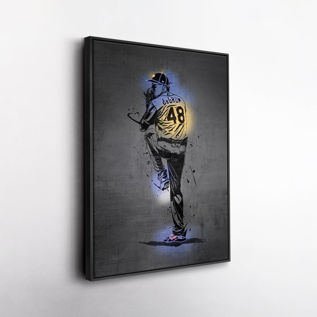 Jacob deGrom Neon Canvas Art | Modern Wall Decor for Mets Fans - CanvasNeon