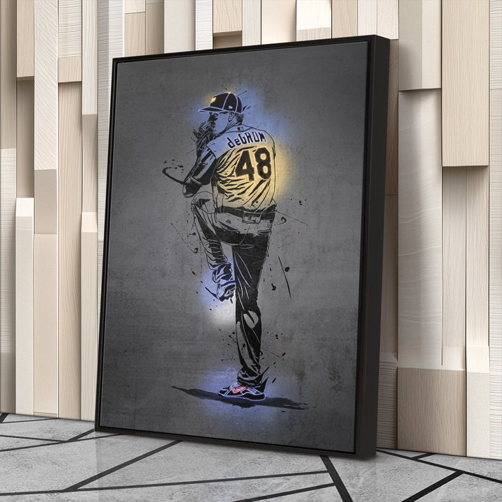 Jacob deGrom Neon Canvas Art | Modern Wall Decor for Mets Fans - CanvasNeon