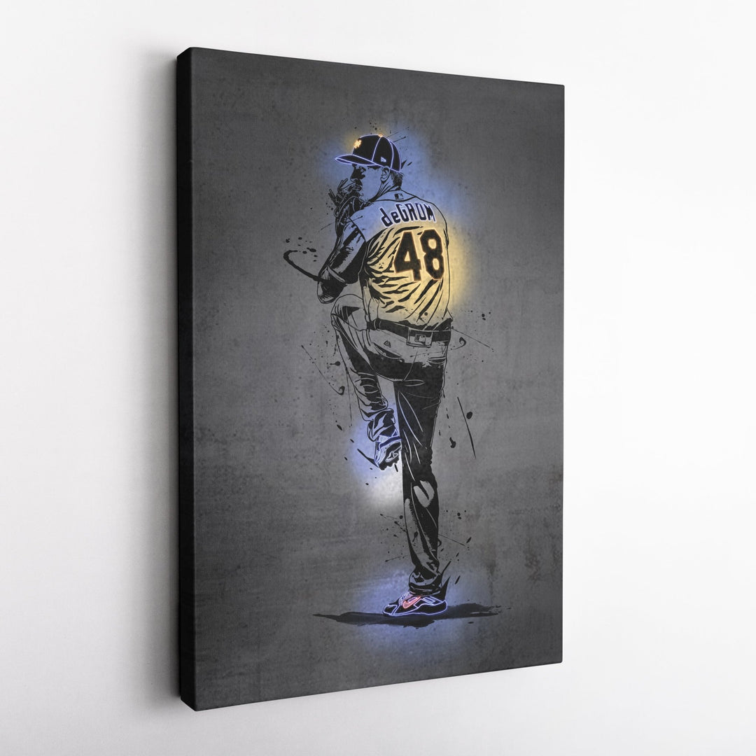 Jacob deGrom Neon Canvas Art | Modern Wall Decor for Mets Fans - CanvasNeon