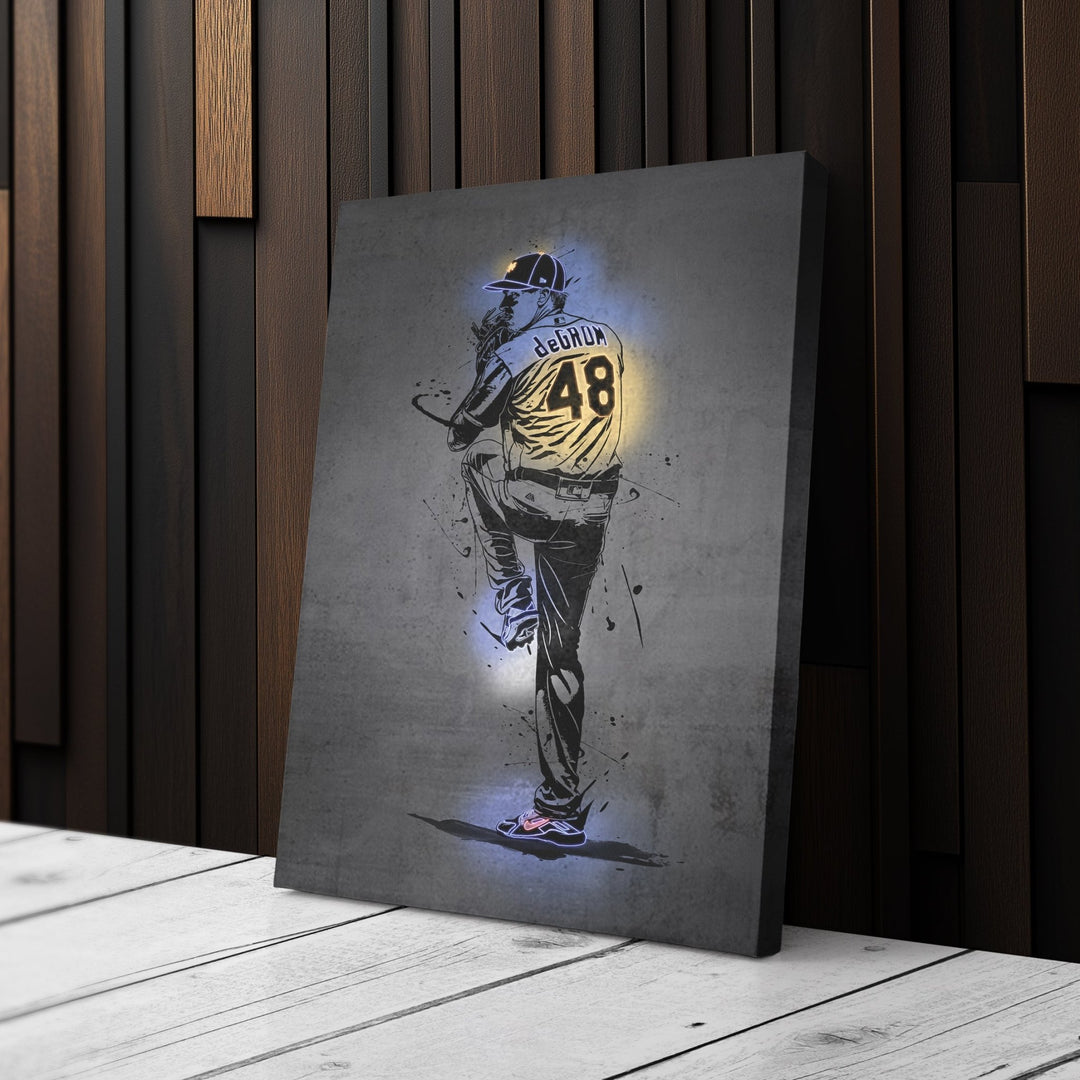 Jacob deGrom Neon Canvas Art | Modern Wall Decor for Mets Fans - CanvasNeon