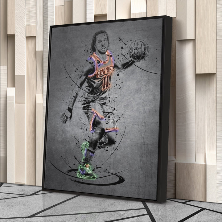 Jalen Brunson Neon Canvas Art | Modern Wall Decor for Knicks Fans - CanvasNeon