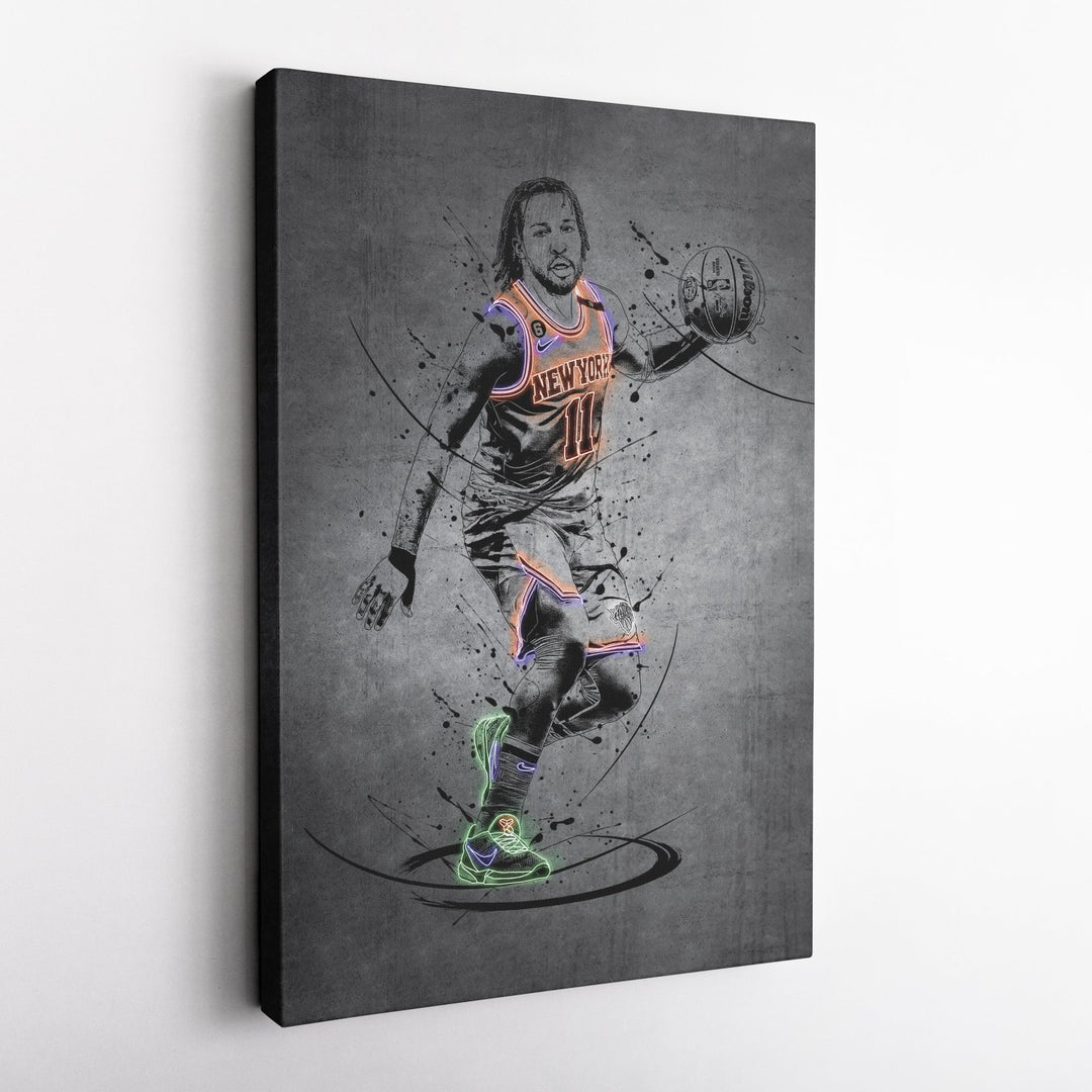 Jalen Brunson Neon Canvas Art | Modern Wall Decor for Knicks Fans - CanvasNeon