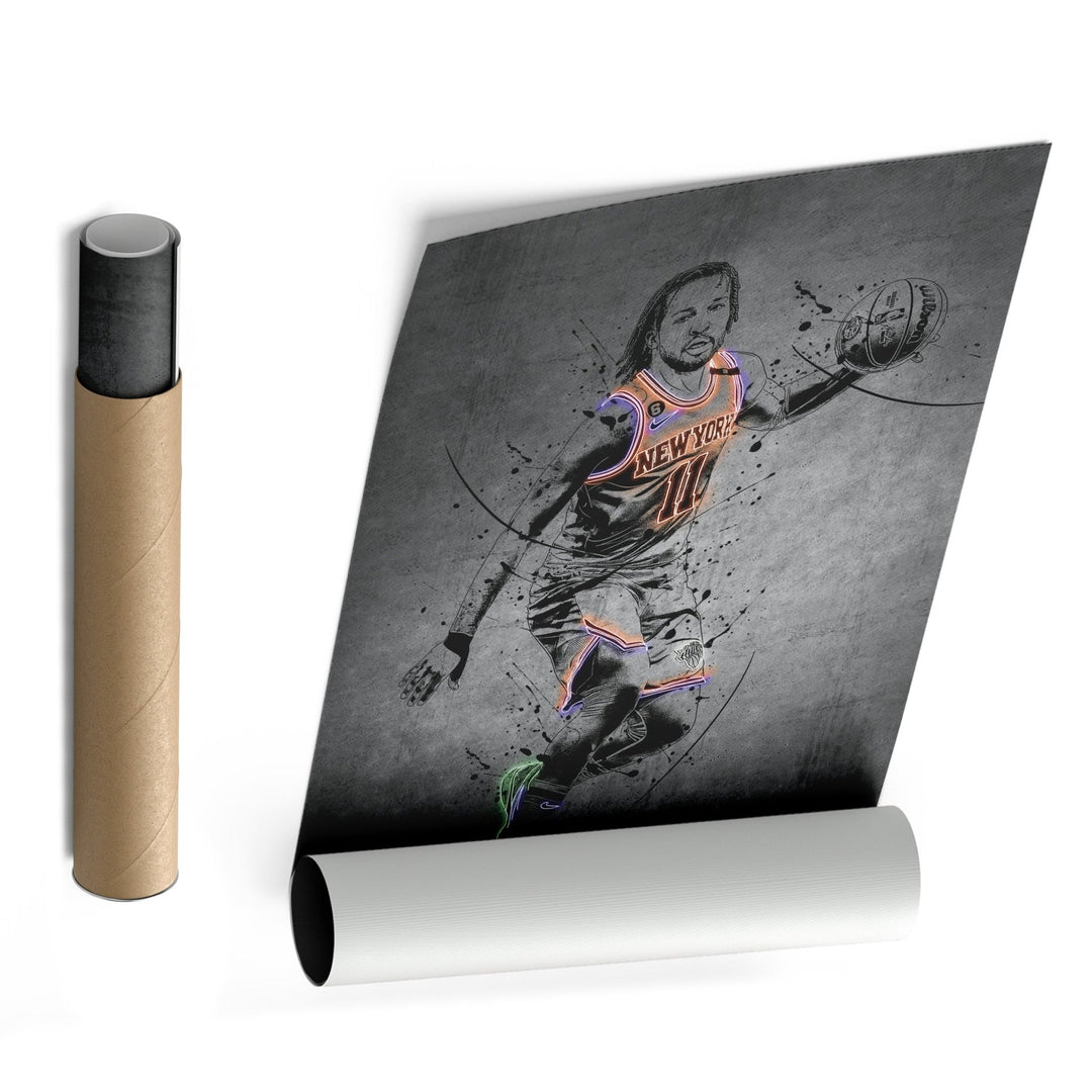 Jalen Brunson Neon Canvas Art | Modern Wall Decor for Knicks Fans - CanvasNeon