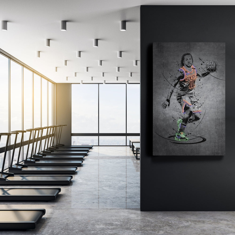 Jalen Brunson Neon Canvas Art | Modern Wall Decor for Knicks Fans - CanvasNeon