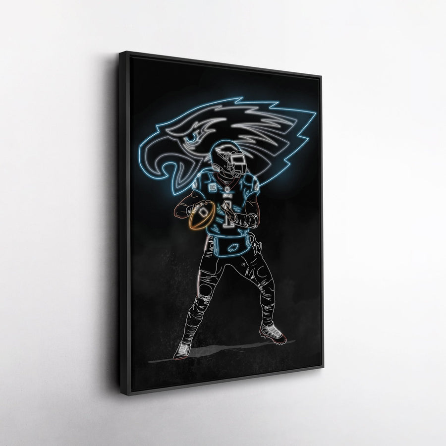 Jalen Hurts Neon Canvas Art | Eagles Wall Decor - CanvasNeon