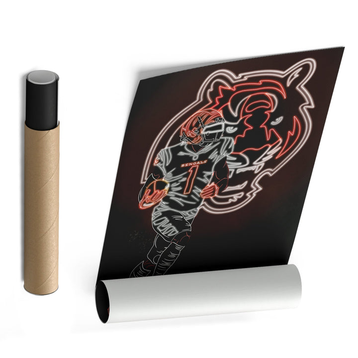 Ja'Marr Chase Neon Canvas Art | Bengals Wall Decor - CanvasNeon