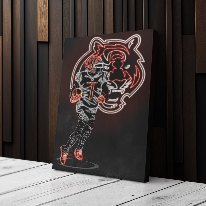 Ja'Marr Chase Neon Canvas Art | Bengals Wall Decor - CanvasNeon