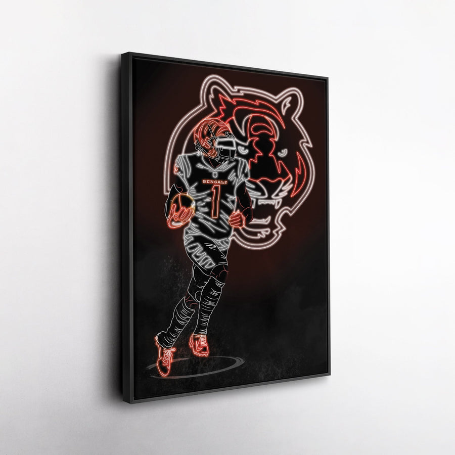 Ja'Marr Chase Neon Canvas Art | Bengals Wall Decor - CanvasNeon