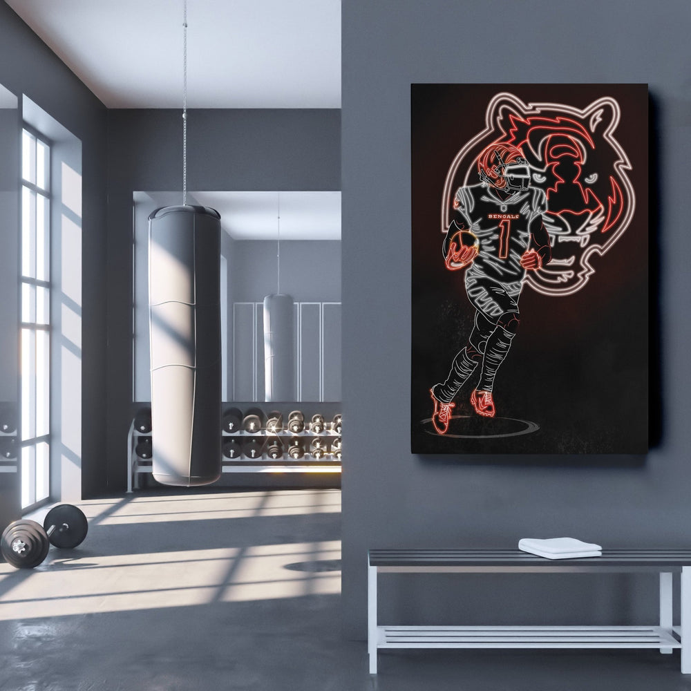 Ja'Marr Chase Neon Canvas Art | Bengals Wall Decor - CanvasNeon