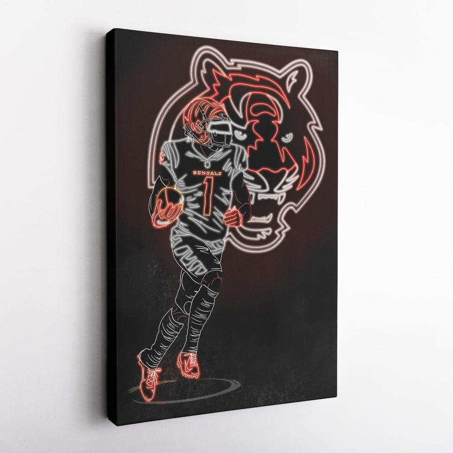 Ja'Marr Chase Neon Canvas Art | Bengals Wall Decor - CanvasNeon