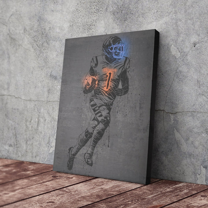 Ja'Marr Chase Neon Canvas Art | Modern Wall Decor for Bengals Fans - CanvasNeon