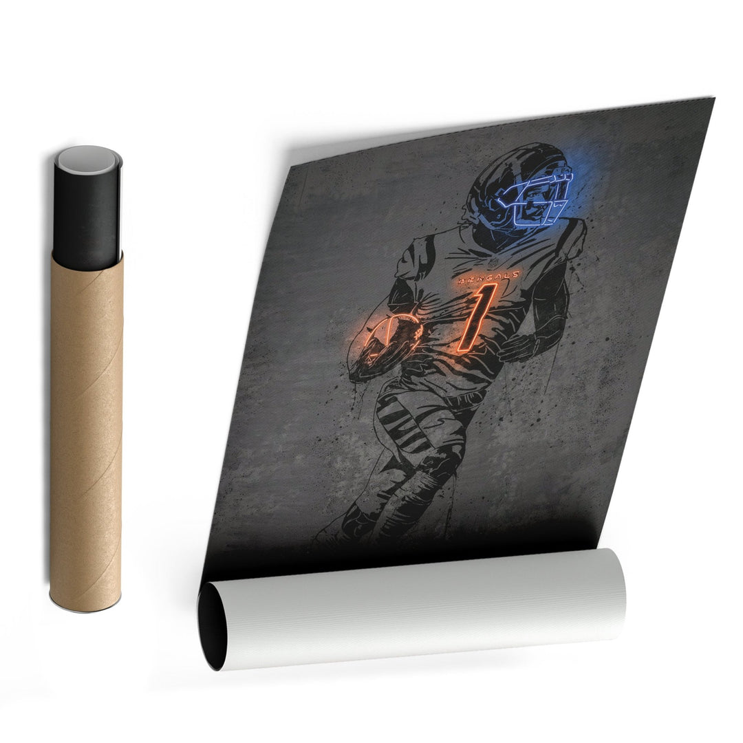 Ja'Marr Chase Neon Canvas Art | Modern Wall Decor for Bengals Fans - CanvasNeon