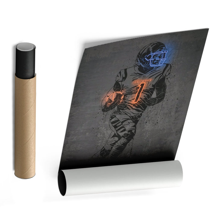 Ja'Marr Chase Neon Canvas Art | Modern Wall Decor for Bengals Fans - CanvasNeon