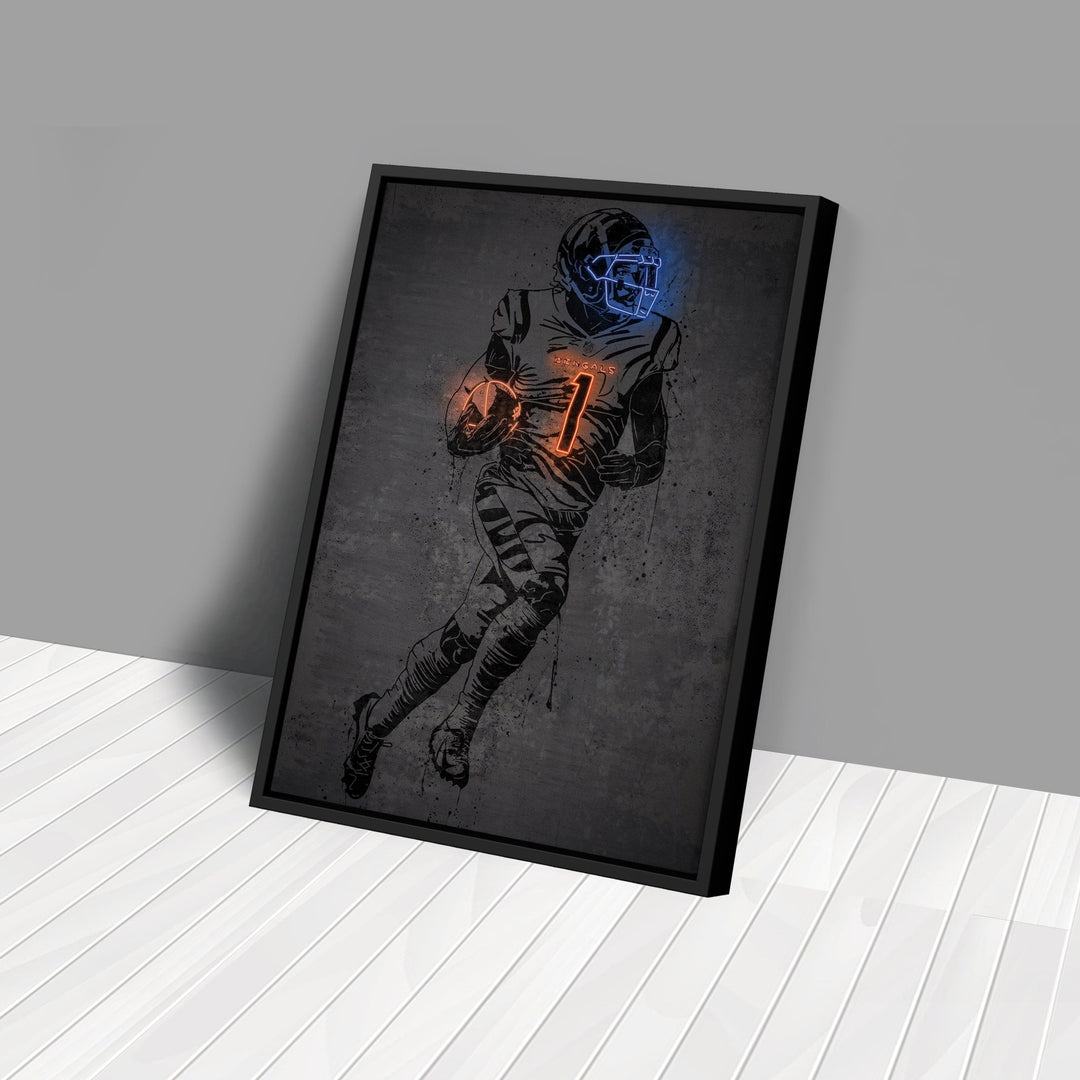 Ja'Marr Chase Neon Canvas Art | Modern Wall Decor for Bengals Fans - CanvasNeon