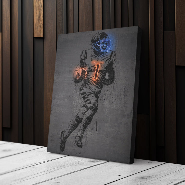 Ja'Marr Chase Neon Canvas Art | Modern Wall Decor for Bengals Fans - CanvasNeon