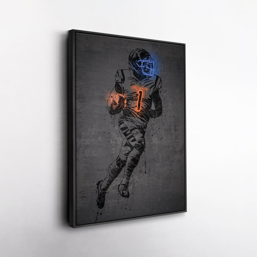 Ja'Marr Chase Neon Canvas Art | Modern Wall Decor for Bengals Fans - CanvasNeon