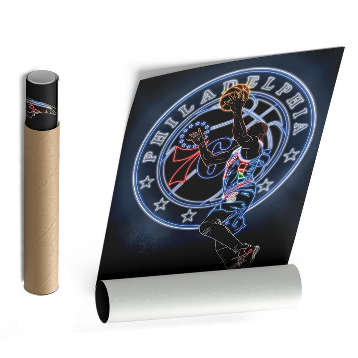 James Harden Neon Canvas Art | 76ers Wall Decor - CanvasNeon