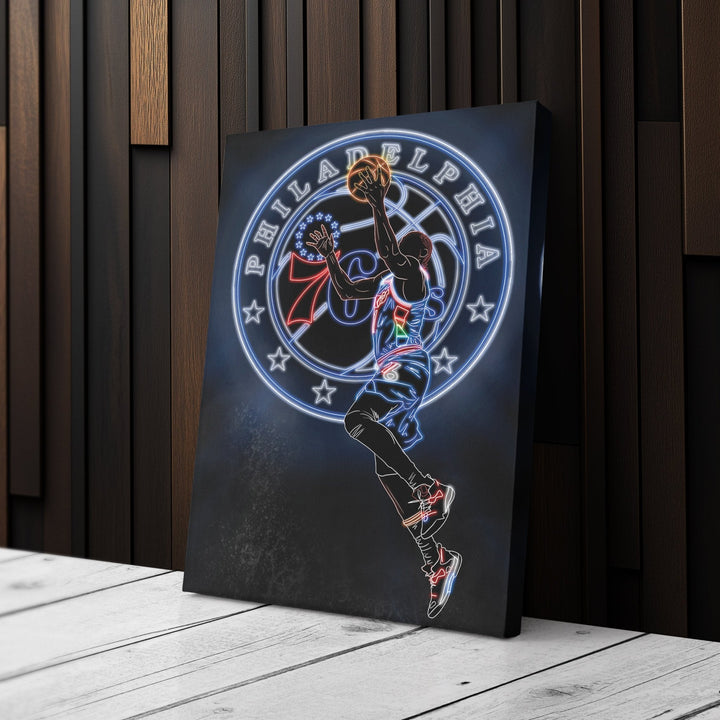 James Harden Neon Canvas Art | 76ers Wall Decor - CanvasNeon