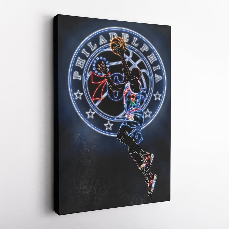 James Harden Neon Canvas Art | 76ers Wall Decor - CanvasNeon