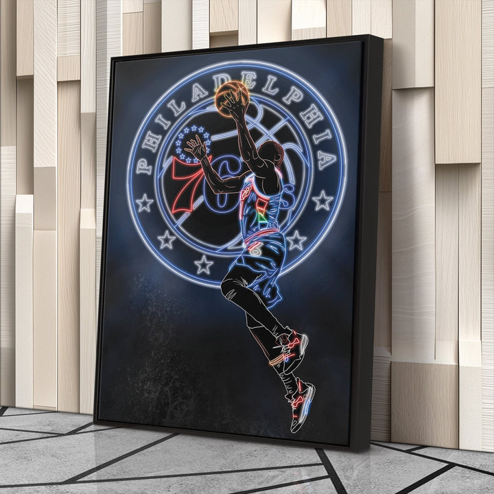 James Harden Neon Canvas Art | 76ers Wall Decor - CanvasNeon