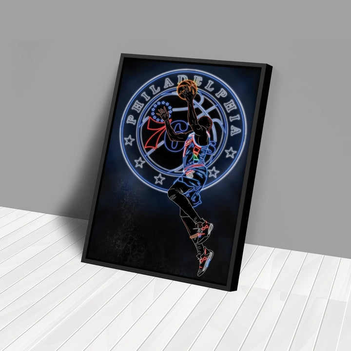 James Harden Neon Canvas Art | 76ers Wall Decor - CanvasNeon