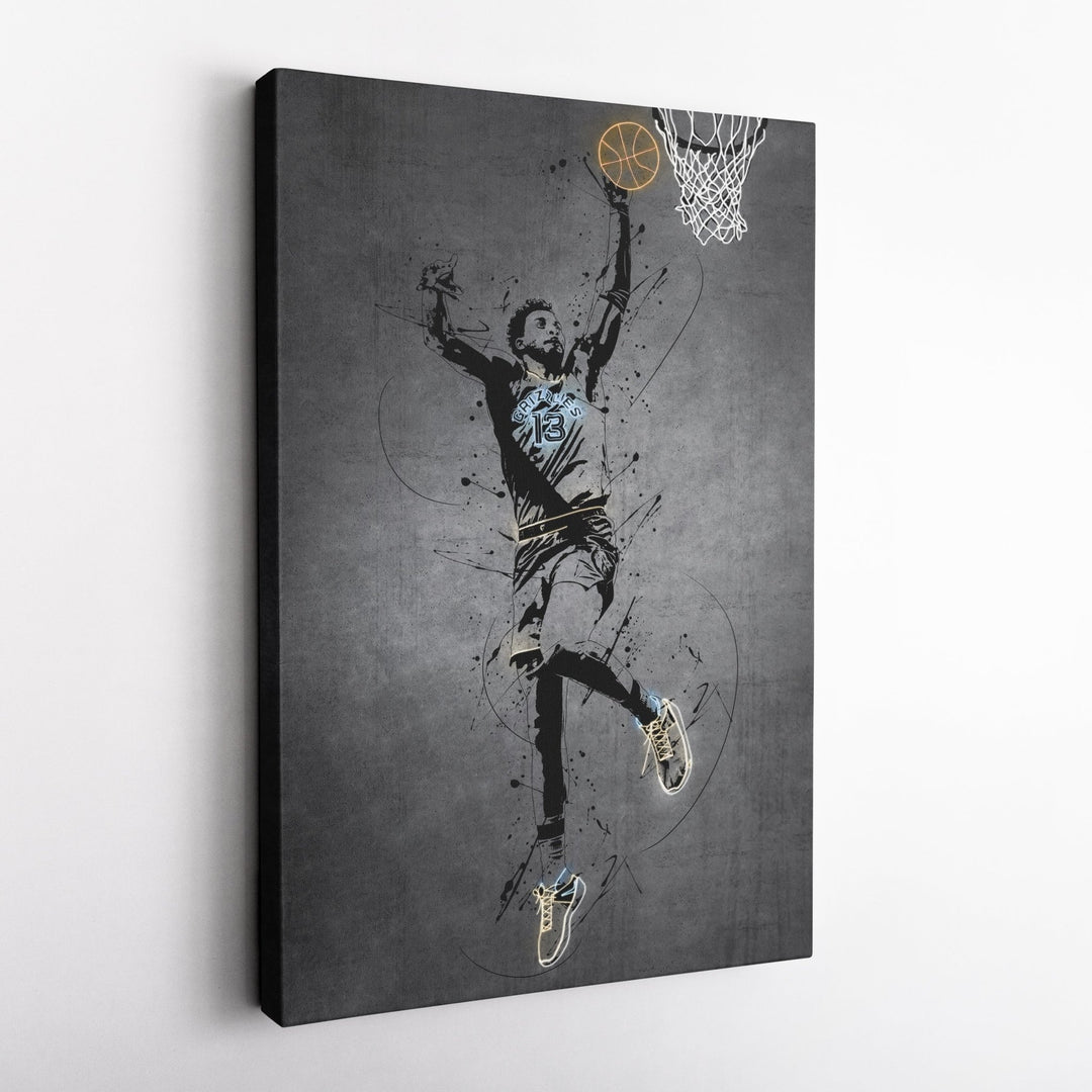 Jaren Jackson Jr Neon Canvas Art | Modern Wall Decor for Grizzlies Fans - CanvasNeon