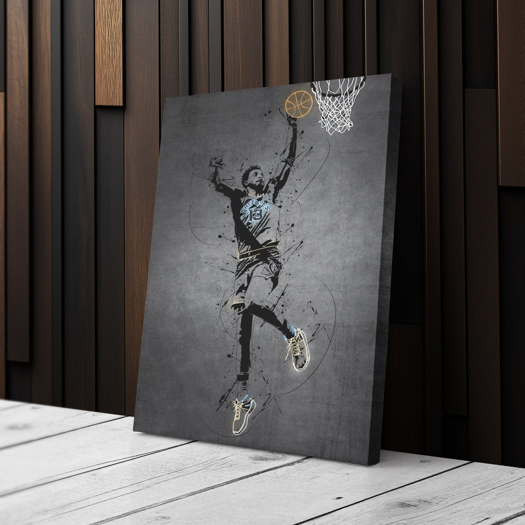 Jaren Jackson Jr Neon Canvas Art | Modern Wall Decor for Grizzlies Fans - CanvasNeon