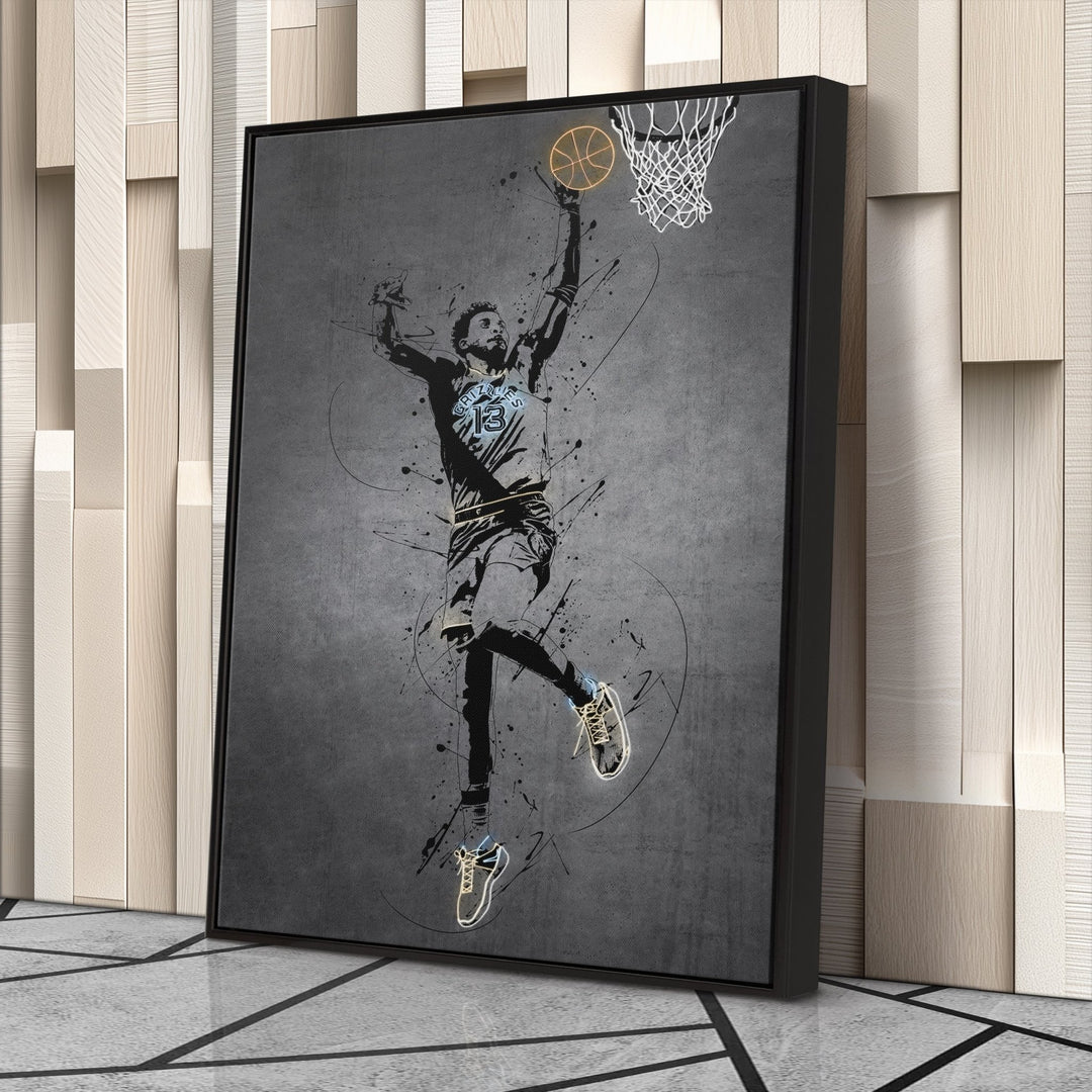Jaren Jackson Jr Neon Canvas Art | Modern Wall Decor for Grizzlies Fans - CanvasNeon