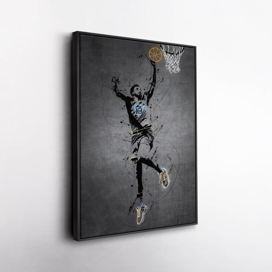 Jaren Jackson Jr Neon Canvas Art | Modern Wall Decor for Grizzlies Fans - CanvasNeon