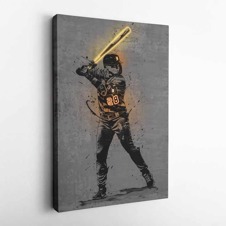 Javier Báez Neon Canvas Art | Modern Wall Decor for Tigers Fans - CanvasNeon