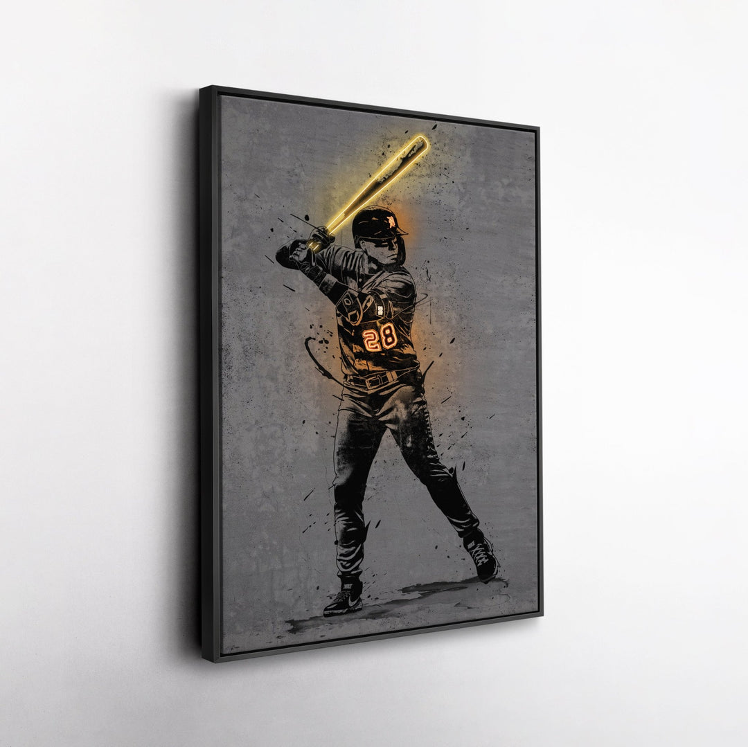 Javier Báez Neon Canvas Art | Modern Wall Decor for Tigers Fans - CanvasNeon