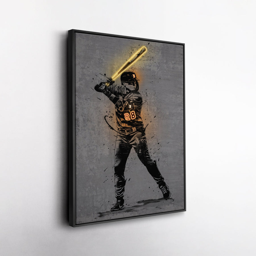 Javier Báez Neon Canvas Art | Modern Wall Decor for Tigers Fans - CanvasNeon